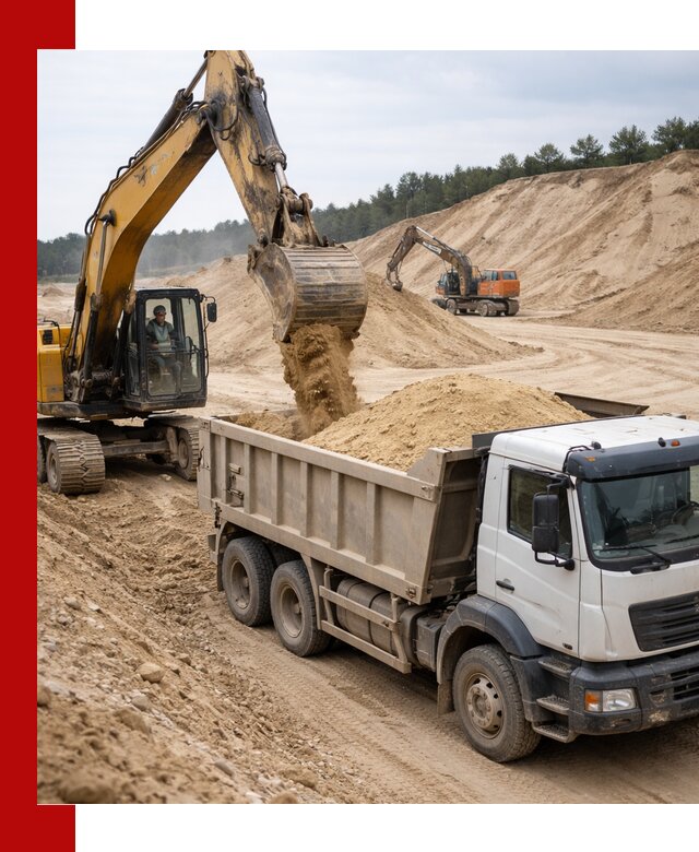 Доставка карьерного песка с самосвалами и разгрузкой в Апатитах