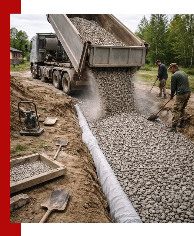 Гравий для дренажа с доставкой в Апатитах качественный и недорогой