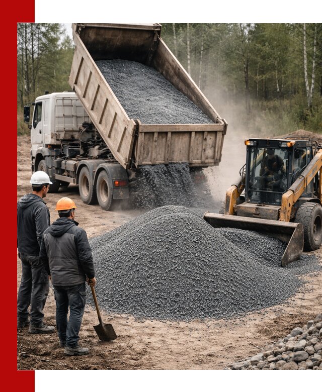 Гранитный отсев 0-5 с доставкой и разгрузкой в Апатитах