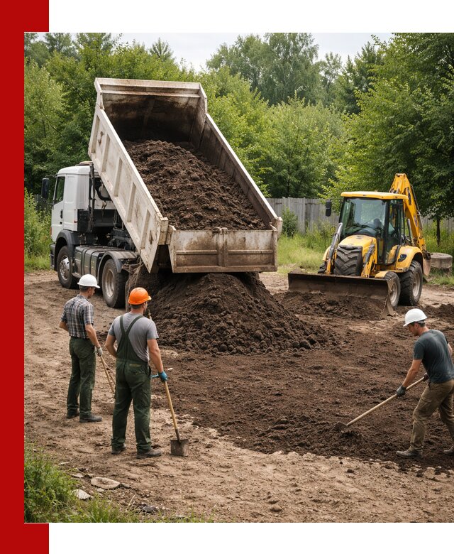 Доставка и укладка грунта для выравнивания участка в Апатитах