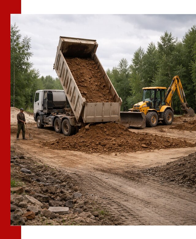 Доставка суглинка самосвалами в Апатитах подсыпка и планировка