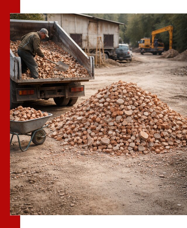 Доставка и подушка из боя кирпича с разгрузкой в Апатитах