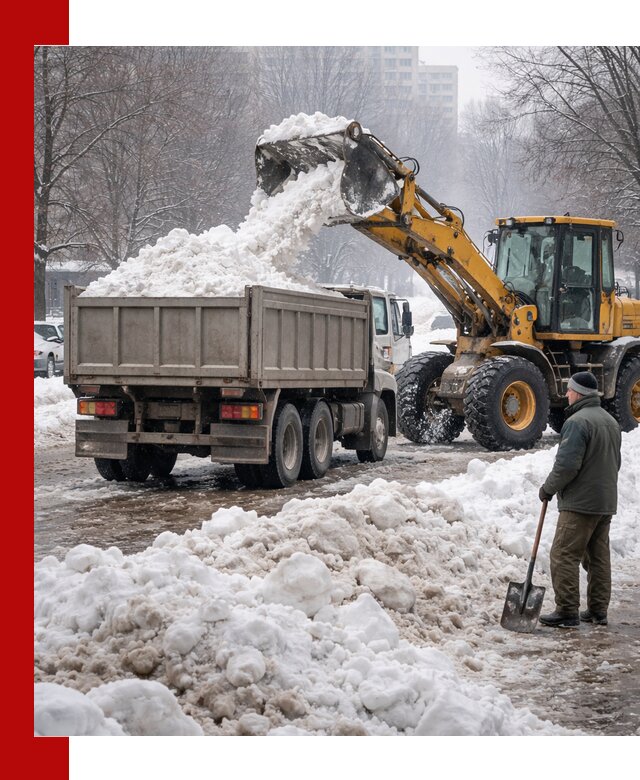 Вывоз снега грузовой техникой в Апатитах оперативно и чисто
