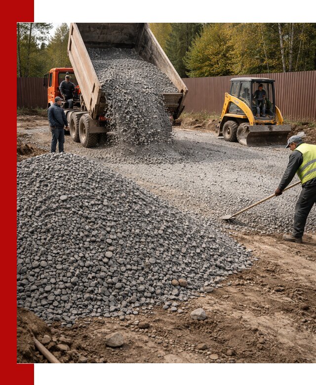 Отсыпка участка щебнем с доставкой и уплотнением в Апатитах